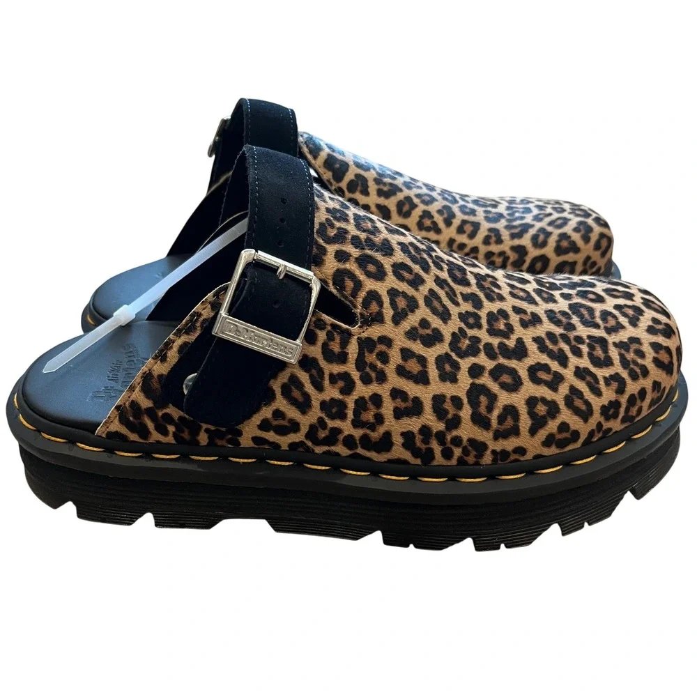 Dr. Martens Zebzag Leopard Print Hair On Leather Mules Clogs Mens 11 Womens 12 - Picture 2 of 8